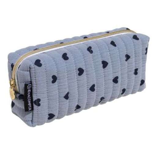 Picture of EXACOMPTA COTTON HEART PENCIL CASE BLUE